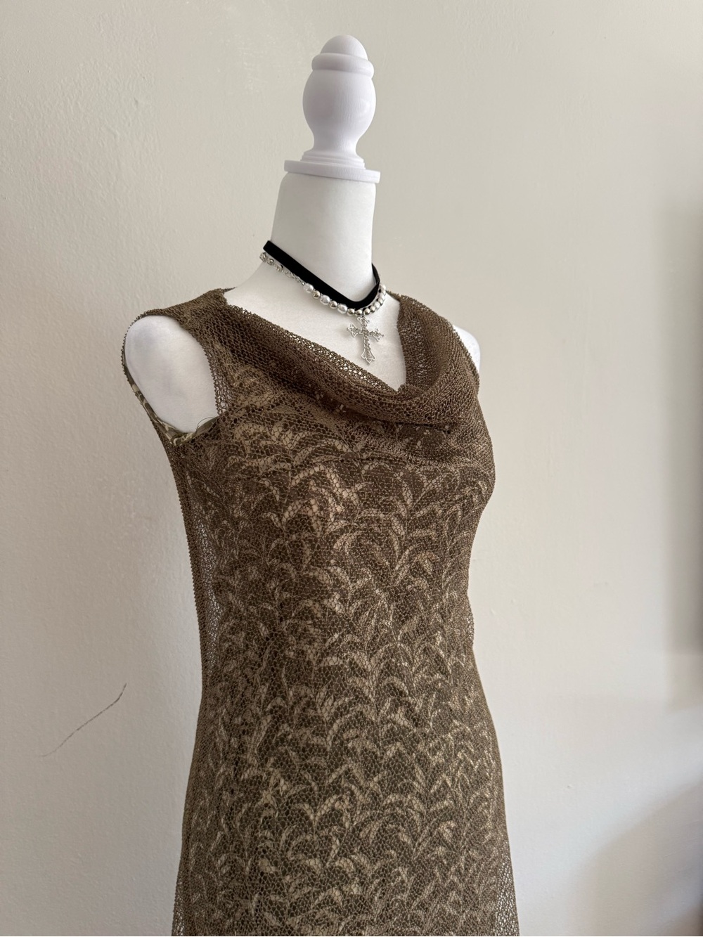Sleeveless Silk 100% Cowl Neck Dress